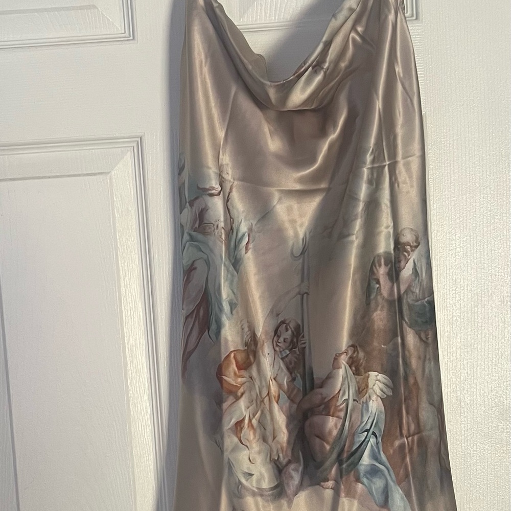 Finesse Cream Artistic Print Mini Dress